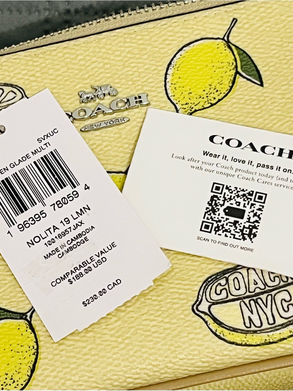 Coach Nolita 19 with Lemon Print • Style CAL26 • Shoulder Bag or Wristlet - Picture 4 of 15